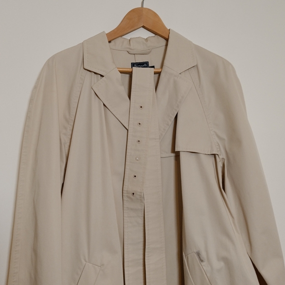 Vintage Faconnable Khaki Trench Coat Made In Italy - Picture 2 of 12